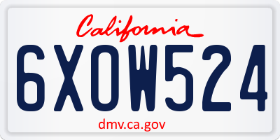 CA license plate 6XOW524