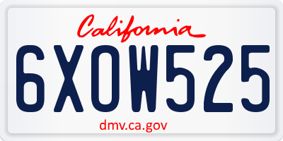 CA license plate 6XOW525