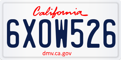 CA license plate 6XOW526