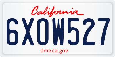 CA license plate 6XOW527