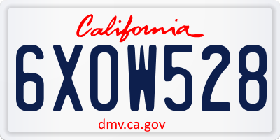 CA license plate 6XOW528
