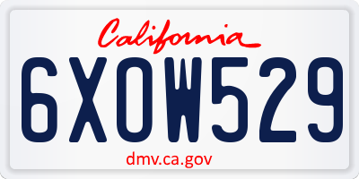 CA license plate 6XOW529