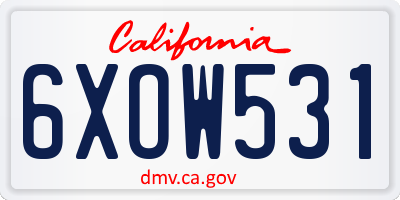 CA license plate 6XOW531