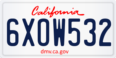 CA license plate 6XOW532