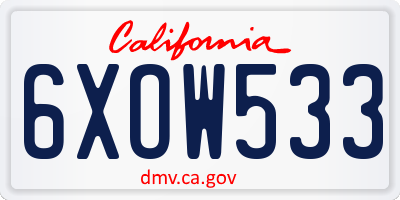 CA license plate 6XOW533