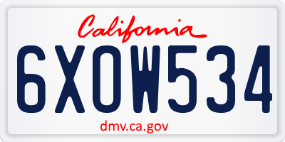 CA license plate 6XOW534