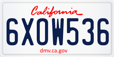 CA license plate 6XOW536