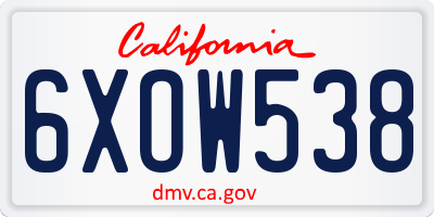 CA license plate 6XOW538