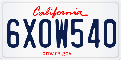 CA license plate 6XOW540