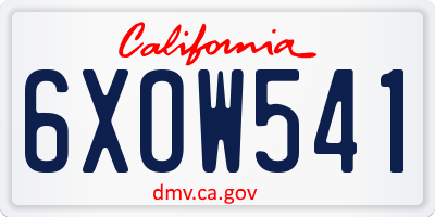 CA license plate 6XOW541