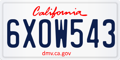 CA license plate 6XOW543