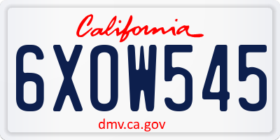 CA license plate 6XOW545
