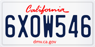 CA license plate 6XOW546