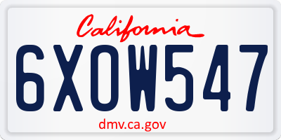 CA license plate 6XOW547