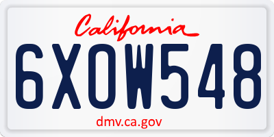 CA license plate 6XOW548