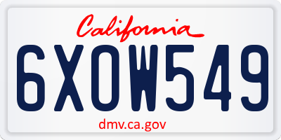 CA license plate 6XOW549