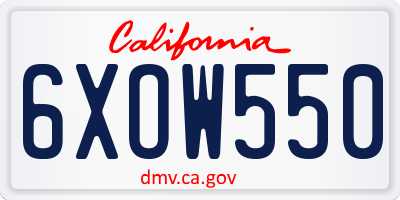 CA license plate 6XOW550