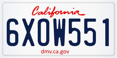 CA license plate 6XOW551