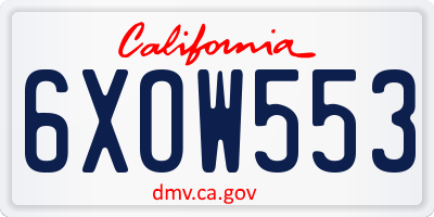 CA license plate 6XOW553