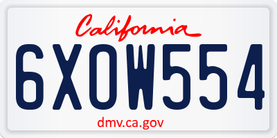 CA license plate 6XOW554