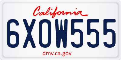 CA license plate 6XOW555