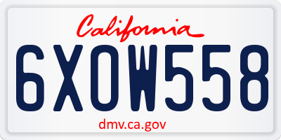 CA license plate 6XOW558