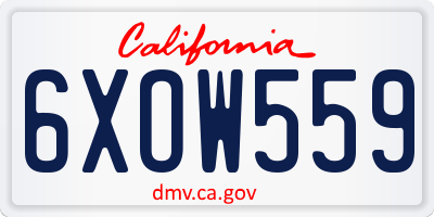 CA license plate 6XOW559
