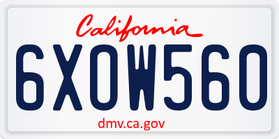 CA license plate 6XOW560