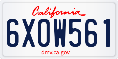 CA license plate 6XOW561