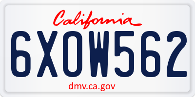 CA license plate 6XOW562