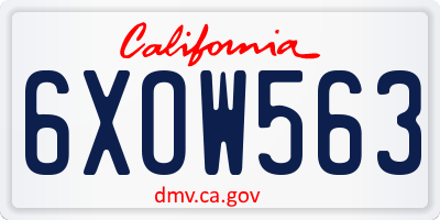 CA license plate 6XOW563