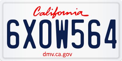 CA license plate 6XOW564