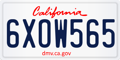 CA license plate 6XOW565