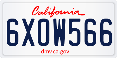CA license plate 6XOW566