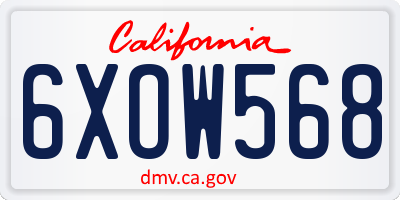 CA license plate 6XOW568