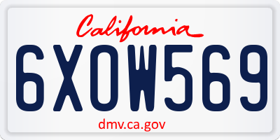 CA license plate 6XOW569