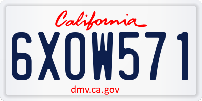 CA license plate 6XOW571