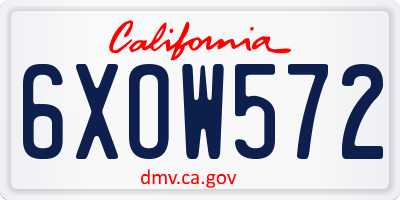 CA license plate 6XOW572