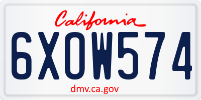 CA license plate 6XOW574