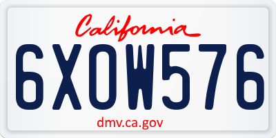 CA license plate 6XOW576