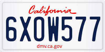 CA license plate 6XOW577