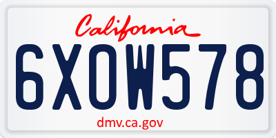 CA license plate 6XOW578