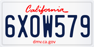 CA license plate 6XOW579