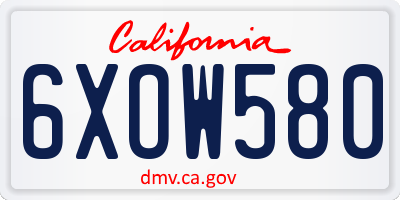 CA license plate 6XOW580