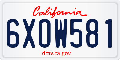 CA license plate 6XOW581