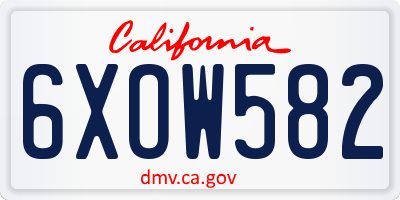 CA license plate 6XOW582