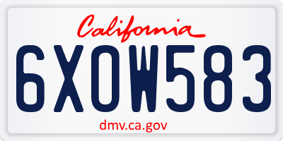 CA license plate 6XOW583