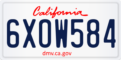 CA license plate 6XOW584