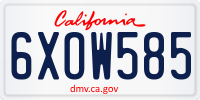 CA license plate 6XOW585