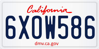 CA license plate 6XOW586